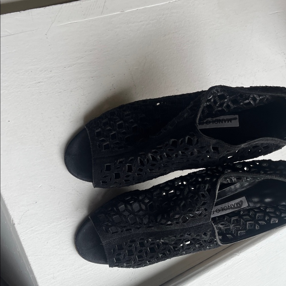 Manolo Blahnik Black Cutout Sandals